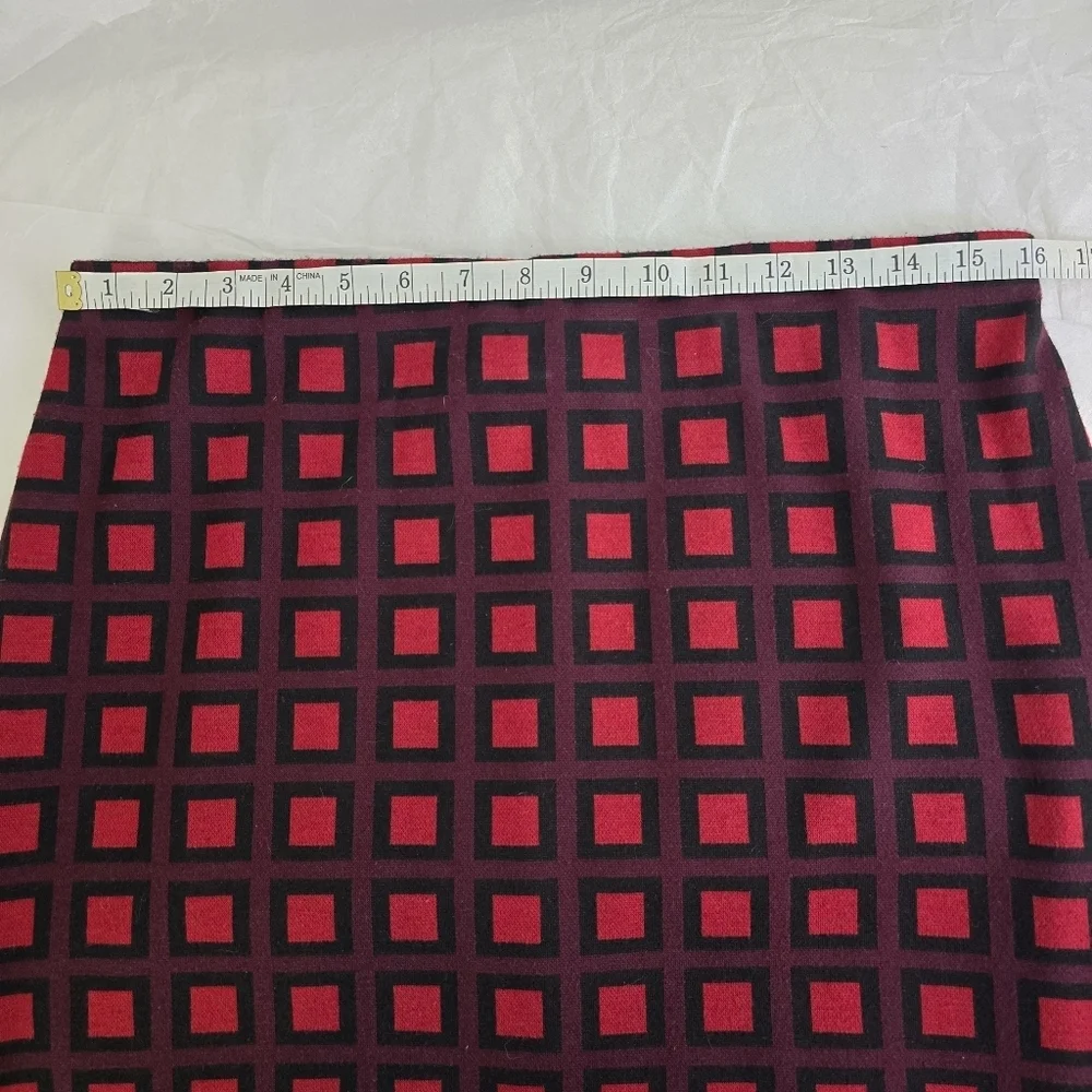 Worthington Classic Checker Geometric Stretch Elastic Pull On Knee Length Skirt